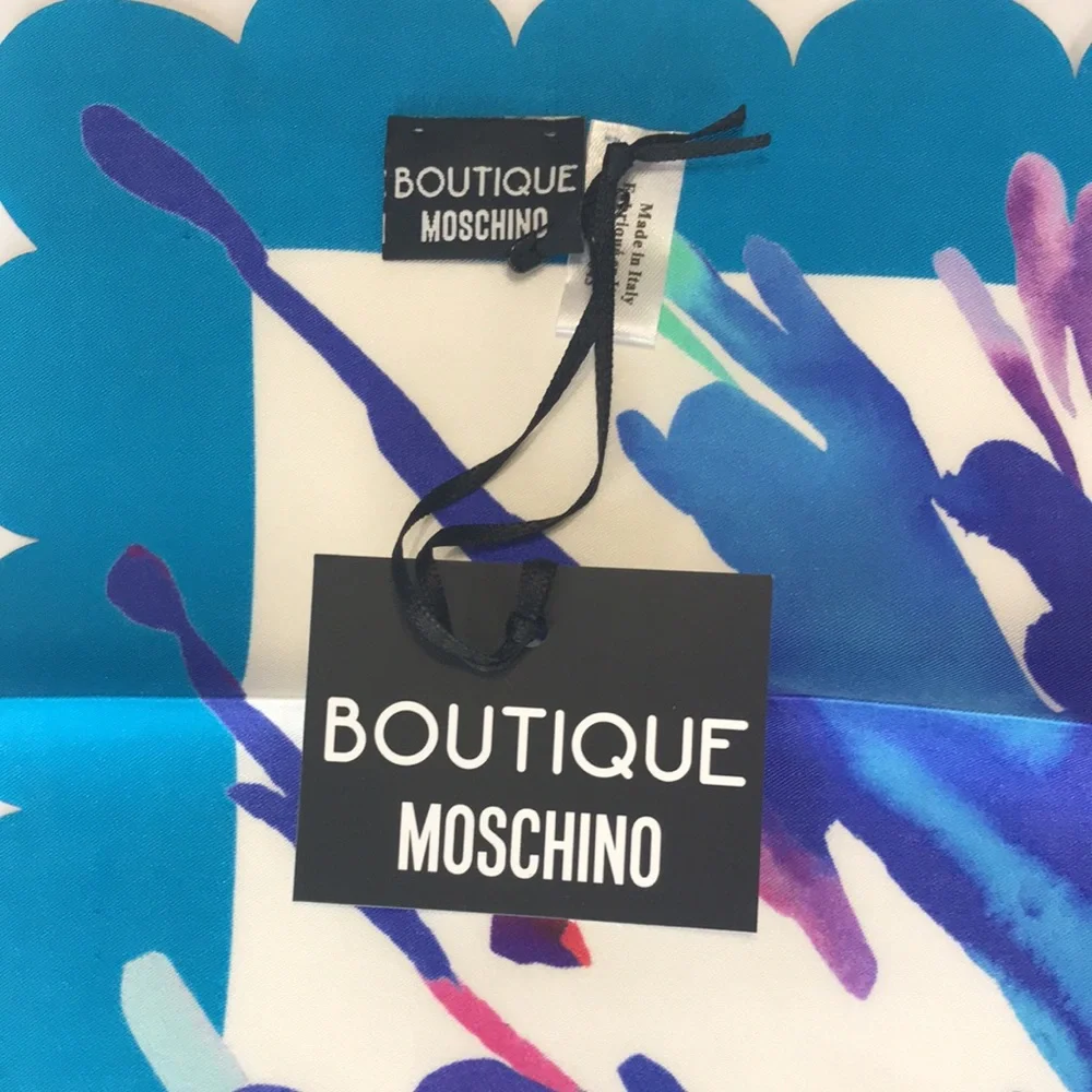 Moschino Boutique Silk Scarf Made in Italy Watercolor Olive Oyl NWT
